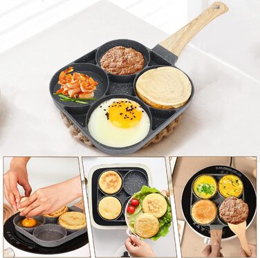 Пательня для млинців та яєць 4-х відділова антипригарна, для індукції та газової плити