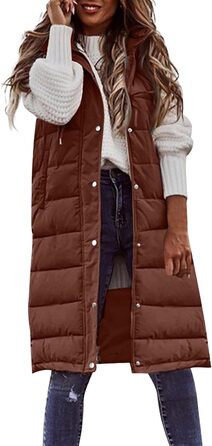 Жіноча тепла куртка з капюшоном, пухова, легка, тепла, для активного відпочинку, довга, великий розмір (XXL, коричнева)