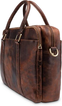 Сумка для ноутбука Leabags Leder Aktentasche чоловіча шкіряна до 16 дюймів, коричнева (M, Brown Marble)