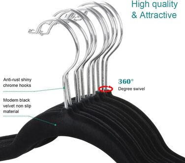 Yaheetech 100-Piece Velvet Clothes Hangers Non-Slip Suit Hangers with Non-Slip Surface Wardrobe Hangers Black