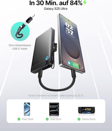 Power Bank INIU 10000mAh MagSafe Qi2 Рожевий – Зовнішній акумулятор 45W з USB-C, підставка для iPhone 17-12