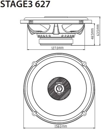 Автомобільні динаміки JBL Stage3 627 від Harman Kardon, 2-смугові, 225 Вт, 16-17 см, чорні