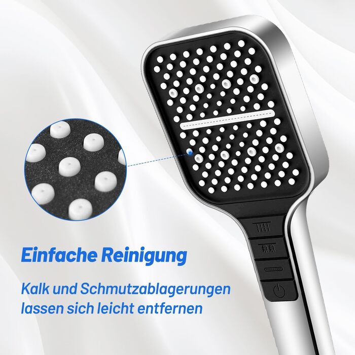 Насадка для душу VEHHE з економним споживанням води, 7 режимів, дощова лійка з кнопкою зупинки, регулюванням однією рукою та силіконовою форсункою, що запобігає засміченню, велика душова лійка, підвищення тиску води (срібна), 7 режимів / срібна