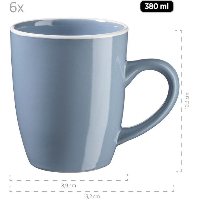 MÄSER 931844 Elissa Series Modern Dinnerware Set for 6 People in Blue with White Rim, 24-Piece Combination Service, Stoneware