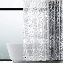 Шторка для душу Weltrxe Anti-Schimmel 120x180 см з вагами та магнітом, прозора, геометричний дизайн, EVA, водонепроникна, антибактеріальна, для ванни та душу, 8 люверсів, для дітей, H180 x B120 см