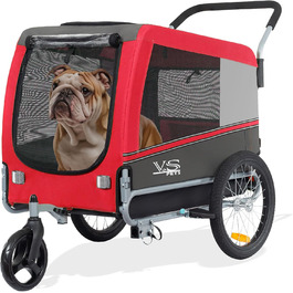 Візок для собак Tiggo VS Pets 2-в-1: візок та велосипедний причіп, великий (270 л), до 35 кг, червоний