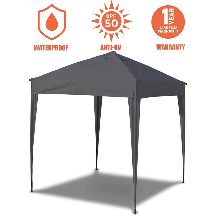 3x3 Pavilion WATERPROOF, Waterproof Folding Pavilion, Party Tent Quick Setup Garden Pavilion Pop Up Tent Sun Protection Steel Frame (Gray, 3x3 m without side walls)