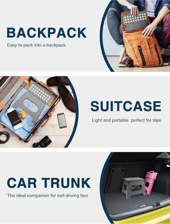 Складний табурет HOUSE DAY 27см чорний: міцний, з антиковзними ніжками та ручкою, для кухні, ванної, дитячої кімнати, кемпінгу (сірий)