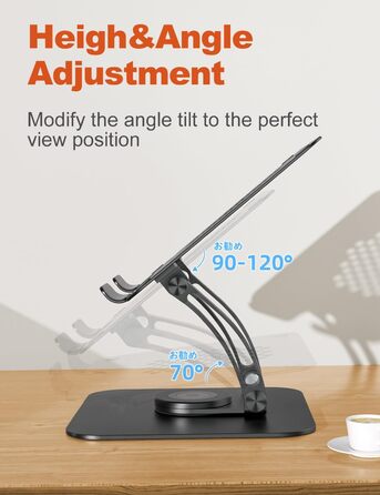 Adjustable Laptop Stand with 360° Swivel Base - Ergonomic Laptop Riser for Desk & Standing Use - Fits 10-17