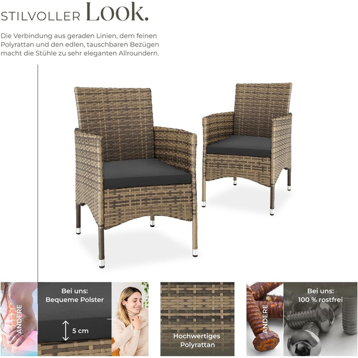 Tectake 2-Piece Rattan Garden Chair Set