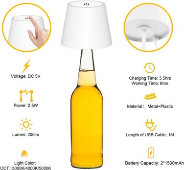 Акумуляторна LED-лампа Antela настільна бездротова диммерна, IP44, чорна, 2 шт. для дому/кафе/бару