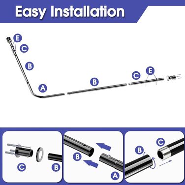 Кутова штанга для душу L-Form, регульована 68–96 см × 68–96 см, нержавіюча сталь, водонепроникна та стійка до іржі, 90 градусів, з 12 кільцями, комплект гвинтів (104-132x104-132 см, Чорний)