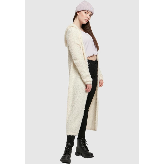 Кардиган жіночий Urban Classiс з капюшоном та пір'ям, чорний (3XL, Whitesand)