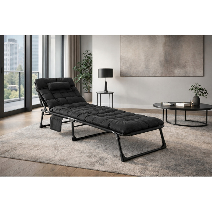 Лежанка металева, чорна, Mebel Elite