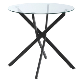 HOMCOM Modern Glass Dining Table, 80 cm Diameter, Kitchen Table with Tempered Glass Top and Metal Legs, for 4 People