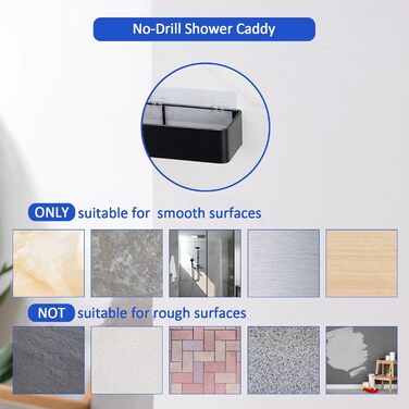 NOSTHEART Shower Shelf No Drilling, 2 Pack Shower Rack Organizer with Hooks, 38-40cm Bathroom Shelf with Large Capacity, Shower Basket for Bathroom and Kitchen