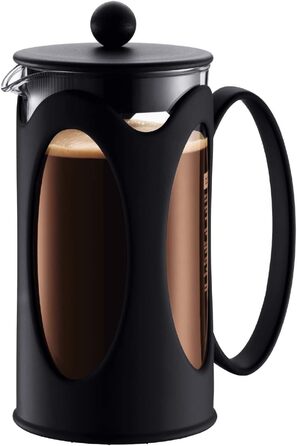 Bodum Kenya: Френч-прес для кави, 500 мл, 4 чашки, з боросилікатного скла та нержавіючої сталі, для кухні, чорний