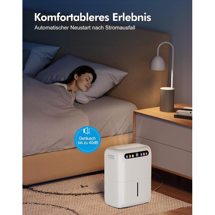 Електричний осушувач повітря з функцією сушіння білизни, тихий, з автоматичним контролем вологості, таймером, шланг 1м, для квартири до 120 м³, гарантія 10 років (20л)