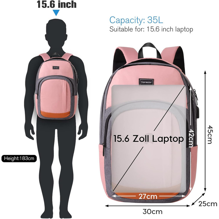 Шкільний рюкзак для дівчинки-підлітка, рюкзак для жінок, для школи, Daypack для ноутбука 15.6