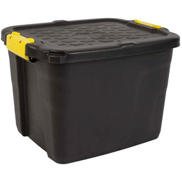 Strata Storage Box - High Load Capacity, 60 L, Plastic, Black/Yellow, (50 x 40 x 35 cm)