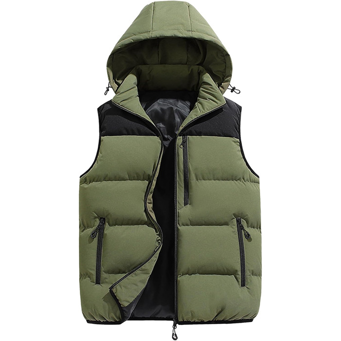 Чоловіча зимова жилетка AIEOE з капюшоном, тепла стеганая жилетка, великі розміри EU S-XL (Зелений, M)