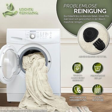 Електрична гріюча ковдра Sinnlein® 160x120 см з таймером та 9 рівнями нагріву | Ковдра для ліжка та дивану | Бежева