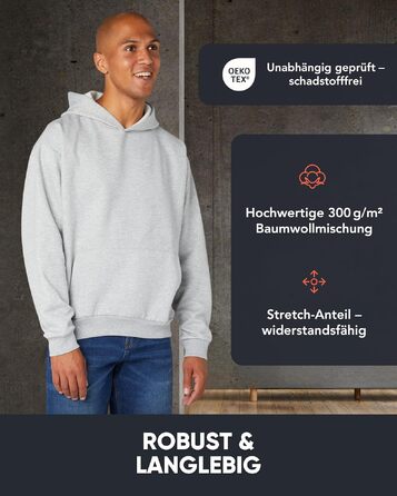 Чоловічий худі FM London Essentials — подовжений оверсайз, щільна дихаюча бавовняна тканина, сірий, розмір M