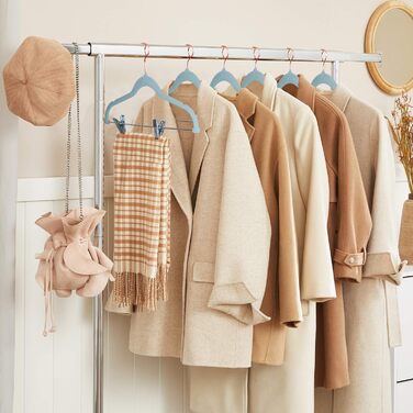 Stormix Trouser Hangers, 18-Pack Vevlt Skirt Hangers with Clips, Sturdy Clothes Hangers for Shorts, Trousers, Skirts, Dresses, Jackets, Coats, Blue (Hook in Rose Gold)