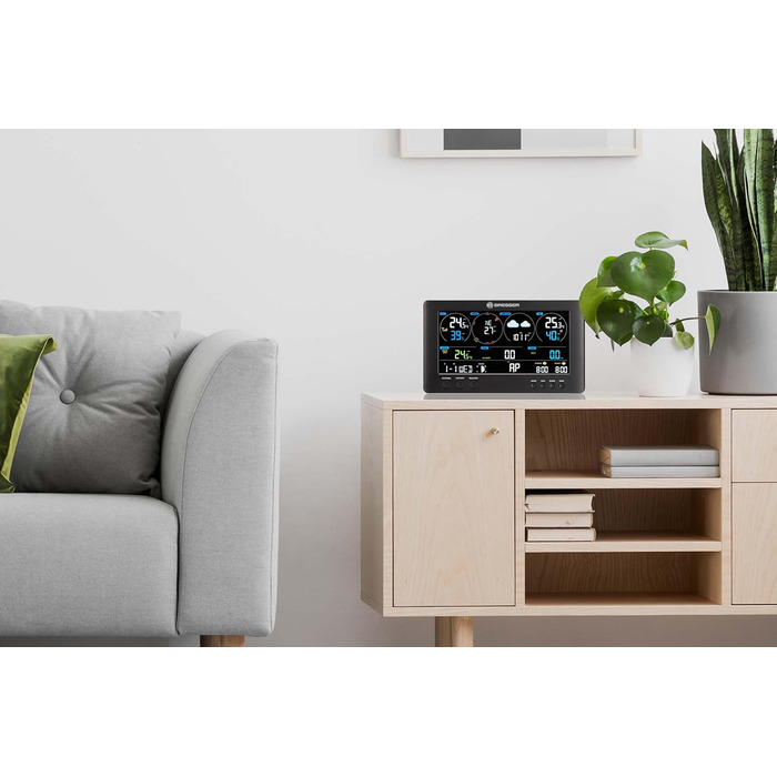 Метеостанція Bresser ClearView 7002586 з Wi-Fi та зовнішнім датчиком: Професійний 7-в-1 сенсор (вітер, вологість, температура, опади, УФ-індекс, освітленість), чорна