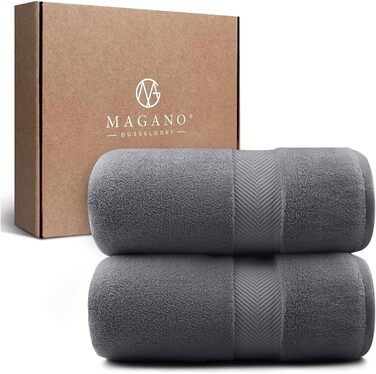MAGANO® Luxury Towel Set White | 2X Bath Towel 70x140 cm | Bamboo & Cotton | 600g/m² Premium Quality | Large Bath Towels | Towel 2-Piece Set (White)