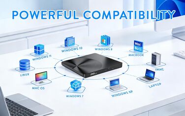 Зовнішній CD/DVD-привід USB 3.0, портативний DVD-RW записувач для ноутбука, ПК, MacBook Pro (Windows, Linux, macOS)