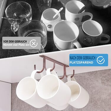 Тримач для чашок під шафу FOMANSH, 12 гачків для чашок, білий/коричневий, з кріпленнями