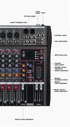 Професійний мікшер Weymic CK-Sseries для запису, DJ, сцени, караоке, з USB, 6-канальний