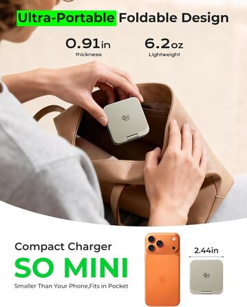 Зарядний пристрій 3-в-1 LULULOOK Ultra Kompakt Qi2.2 25W MagSafe для iPhone 17/16, Apple Watch та AirPods, GaN 45W, Титан