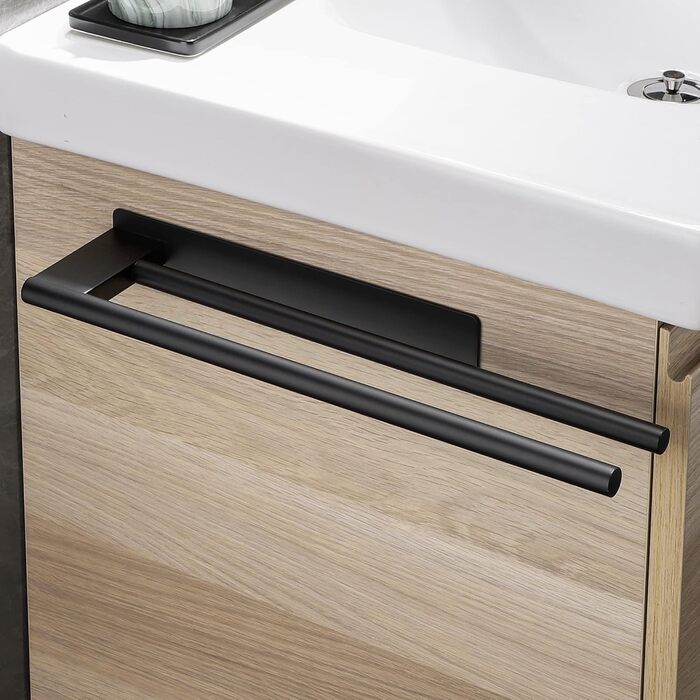 Рушникотримач Doppelt на стіну без свердління, 304 нержавіюча сталь, сріблястий, 39 см (чорний Doppelt)