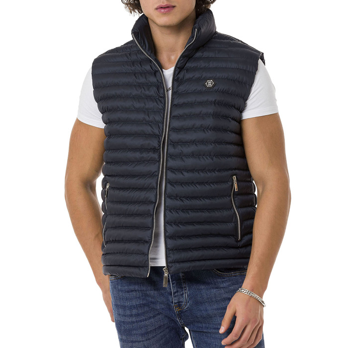 Чоловіча вітрозахисна куртка Redbridge з коміром-шарфом Bubble Vet, чорна (XXL, темно-синій)