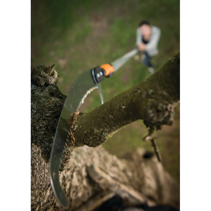 Садова пила Fiskars QuikFit для обрізки гілок, 55 см, загартована сталь, чорна/помаранчева, змінний інструментальний модуль 1000691