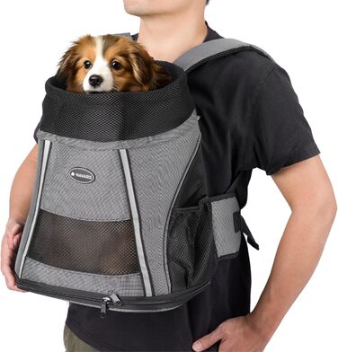 Рюкзак для собак та котів Navaris до 7 кг - сірий (37 x 33 x 24 см)