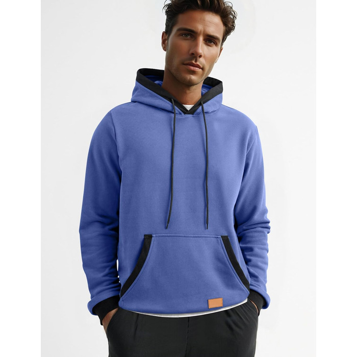 Світшот з капюшоном JMIERR для чоловіків, теплий, з кишенею, бавовна, колір зелений (L, блакитний)