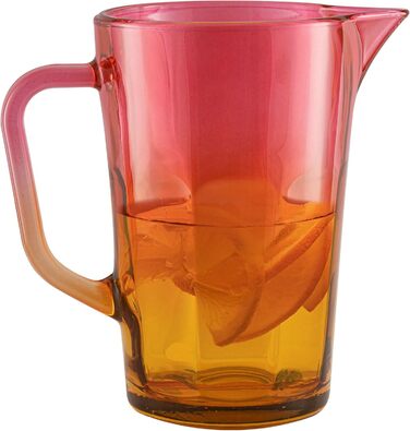 Water Carafe Glass 1 Liter with Comfortable Handle Colorful Water Pitcher 19 cm Glass Jug Orange Pink Glass Pitcher Water Carafe Glass Carafe Pitcher Glass Jug 1l | Gigi Magical Sunrise