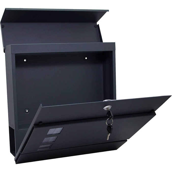 Поштовий ящик настінний дизайнерський антрацит RAL 7016 з газетницею, захищений від погодних умов, порошкове покриття