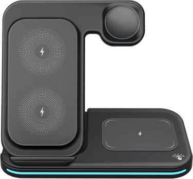 MMOBIEL Бездротова зарядка 3-в-1 для iPhone, Apple Watch та AirPods - 15W швидка індуктивна зарядка - Чорний колір