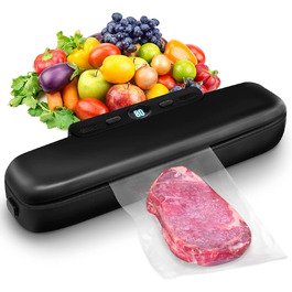 MeteMake Вакууматор автоматичний для продуктів харчування, One-Touch вакуумна запайка, компактна модель (чорний)