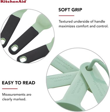 KitchenAid Universal Measuring Cups and Spoons Set, easy-to-read, with soft-grip handles for maximum control, hanging hole and nesting for easy storage, dishwasher safe, 9-piece