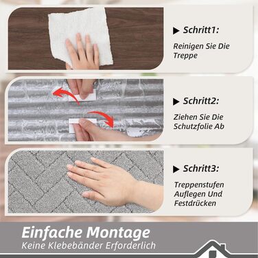 Килимки на сходи BEQHAUSE антиковзні, 22x70 см, сірі (15 шт.) - для дітей, літніх людей, домашніх тварин, машинне прання