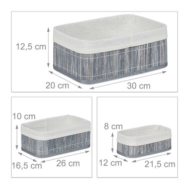 Relaxdays 3-Piece Bathroom Storage Basket Set