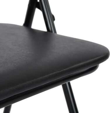 LuxNook Metal Folding Chair, 330 lbs Weight Capacity, 4-Piece Set with PVC Cushioning and Backrest. Comfortable Folding Chair for Guests, Kitchen, Camping (2pcs, Black)
