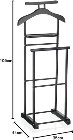 Стійка для одягу CARO-Möbel Medina з вішалкою для штанів, вішалкою для одягу та полицею - стильна металева стійка для одягу з МДФ, чорного кольору, для спальні та не тільки
