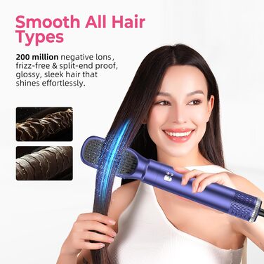 Професійний фен-щітка Pro Airbrush Hair styler 6 в 1: сушка, укладка, створення локонів. 1000W, блакитний