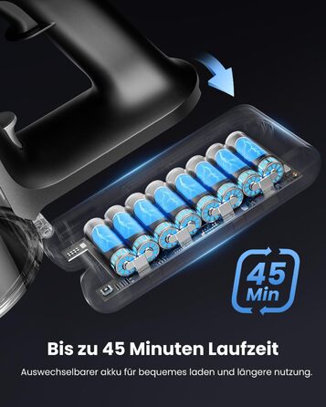 Бездротовий пилосос Proscenic P13: потужний акумуляторний пилосос з 45KPa, 550W, 45 хвилин роботи, сенсорний екран, зелене підсвічування, док-станція, 1.2L, видалення шерсті тварин, для килимів та твердих поверхонь